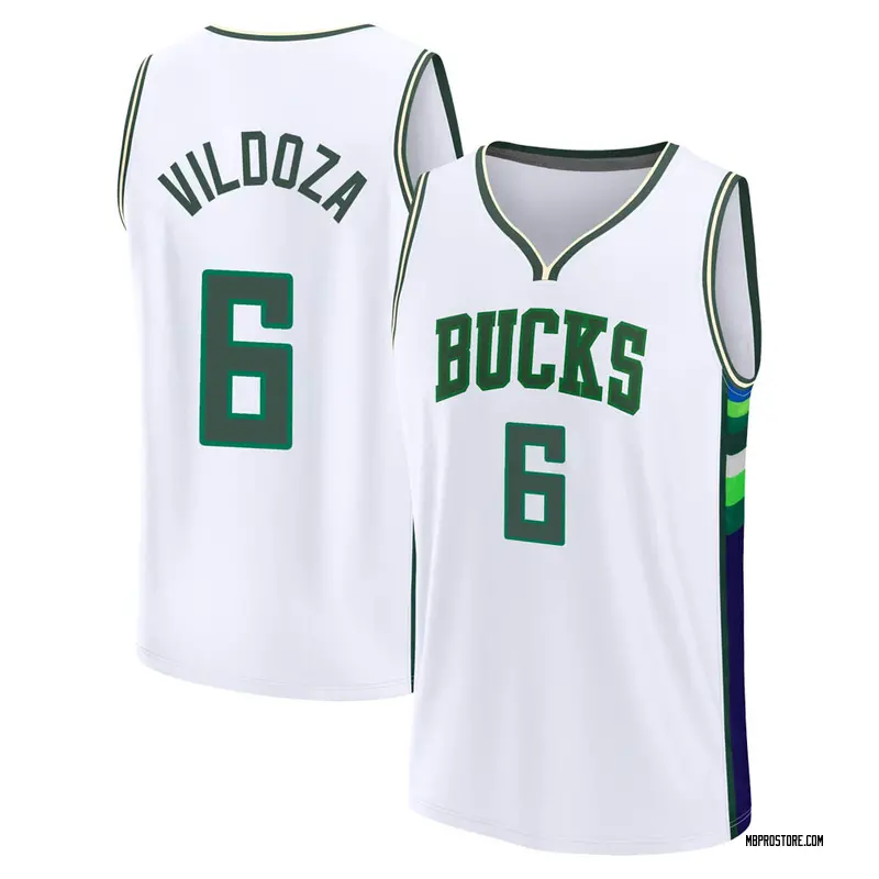 Milwaukee Bucks Luca Vildoza 6 White Association Edition Jersey